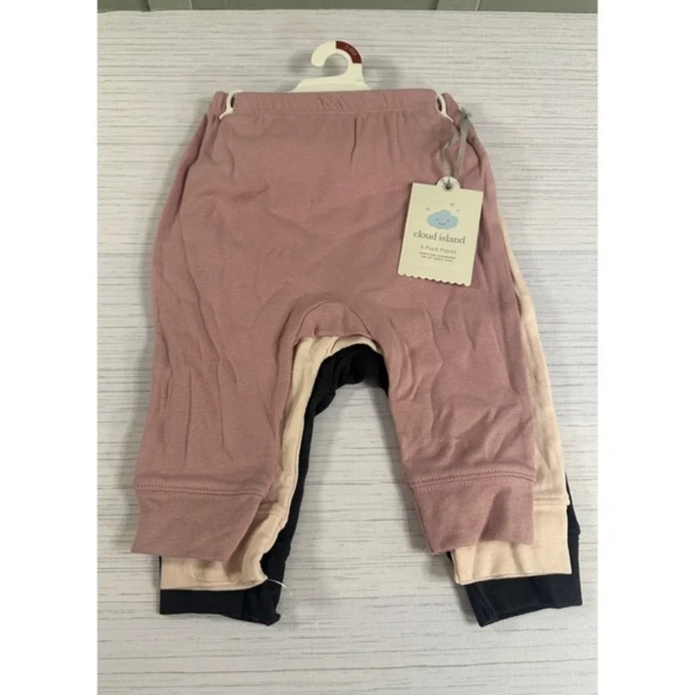 Cloud Island Baby Romper Head Wrap Set and 3-Pack Pants Burgundy Pink 3-6M NWT